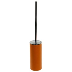 Toilet Brush Holder, Free Standing Made From Faux Leather in Orange Finish